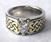 White and Yellow Gold Celtic Eternity Heart Shield Ring